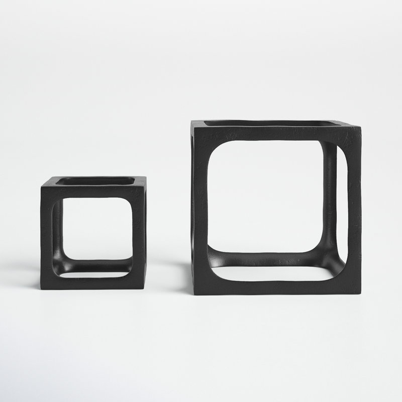 Latte Set of 2 Cubist Sculptures, Black