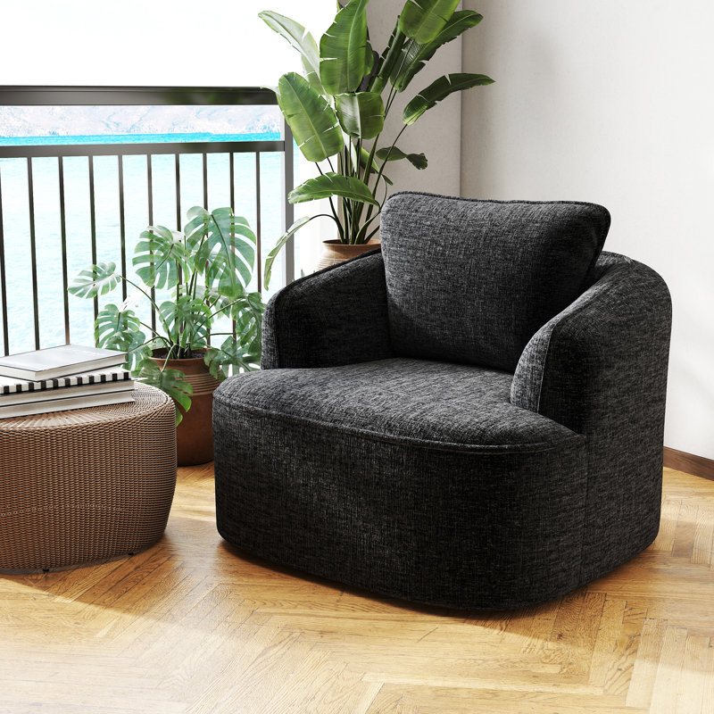 Fauteuil d'appoint pivotant à compression 35 po - Méridienne rotative en mousse à mémoire de forme sans cadre pour salon et chambre à coucher