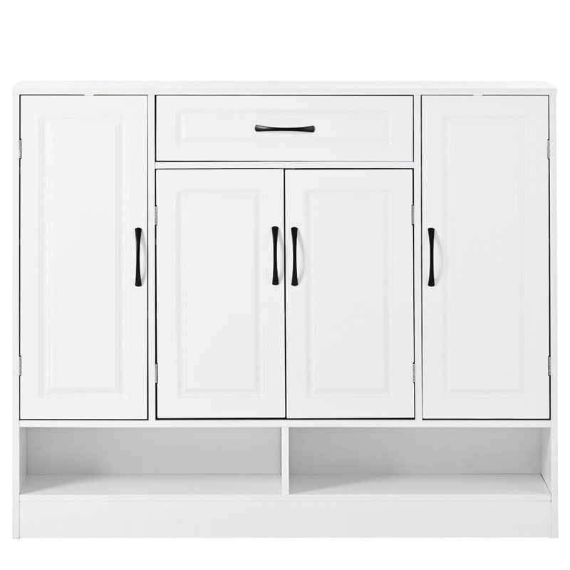 ON-TREND Sleek and Modern Shoe Cabinet with Adjustable Shelves, Minimalist Shoe Storage Organizer with Sturdy Top Surface, Space-saving Design Side Board for Various Sizes of Items, White