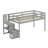 Twin Loft Bed, Wooden Low Loft Bed With Stairs-109706897