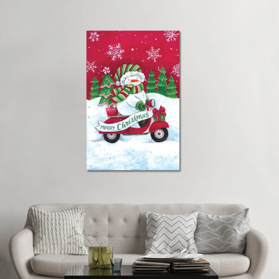 «Merry Christmas Red Scooter», reproduction d'art sur toile tendue
