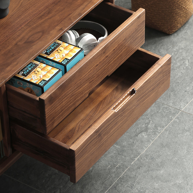 Meuble télé moderne et simple en bois de noyer, 62.99"