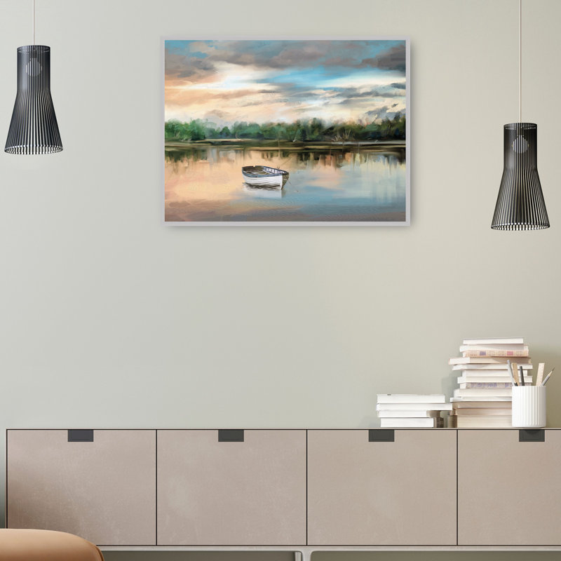 Impression sur toile Lakeside Row bateau par Studio Arts, H 43 po x l 57 po