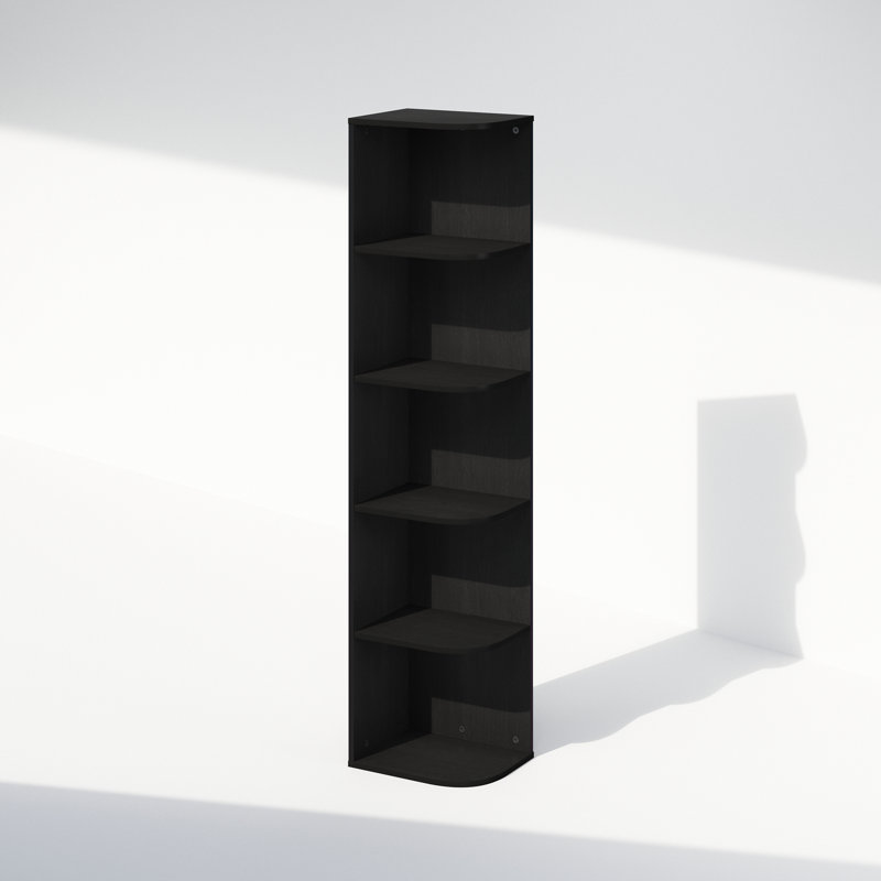 Étagère de rangement en coin à 5 niveaux Furinno Reed, (5 tablettes) H 51,73 po x l 12,01 po x P 9,3 po, Bois foncé