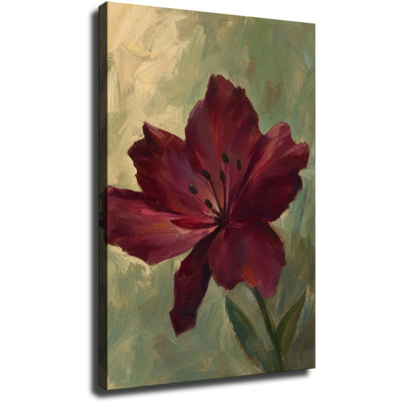 «Vintage Lily Flower», reproduction d'art sur toile tendue avec châssis, 24 po x 36 po