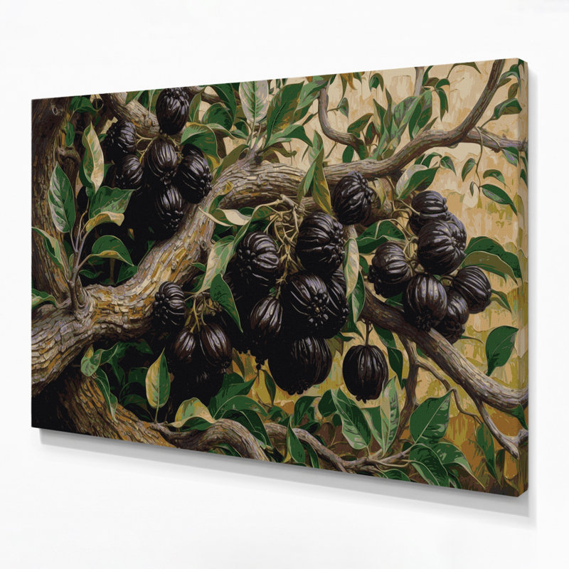 Art mural sur toile noir "Fruit jabuticaba", H 11 po x l 14 po