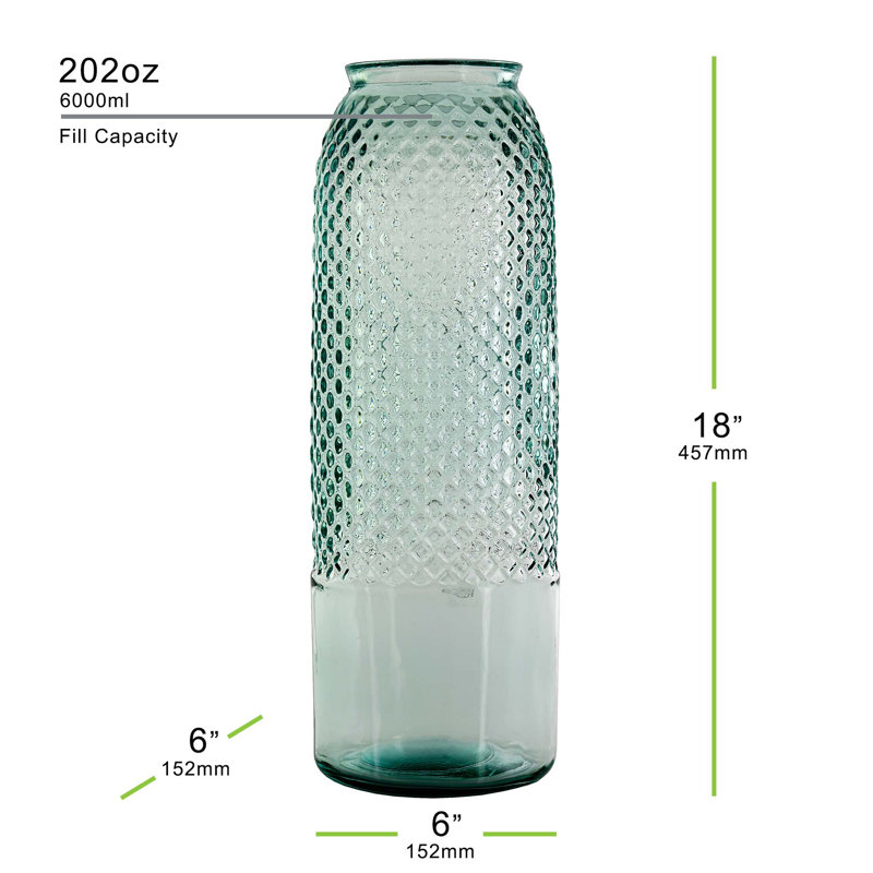 Highland Dunes Galewood Diamond Recycled Glass Floor Vase & Reviews ...