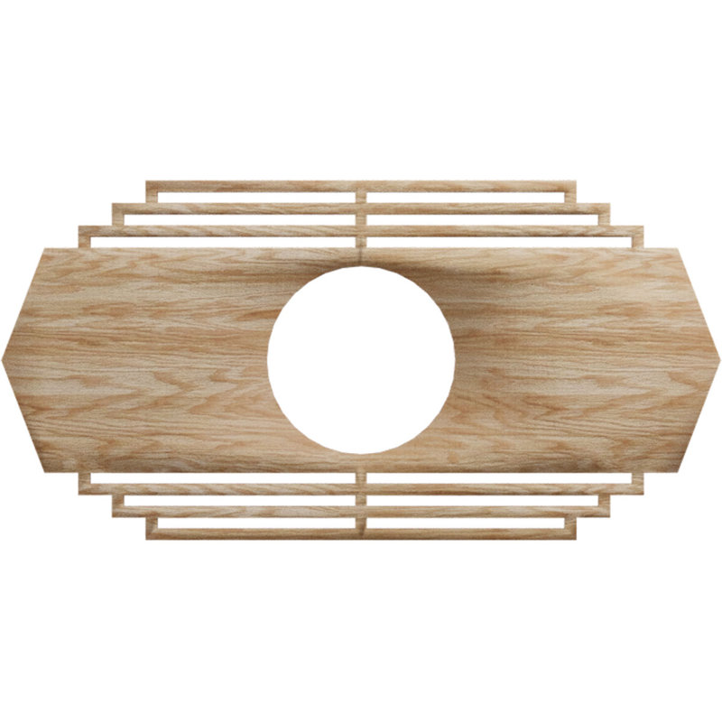 Médaillon de plafond en bois Chrysler, Chêne rouge, H 15 po x l 30 po x P 0,25 po