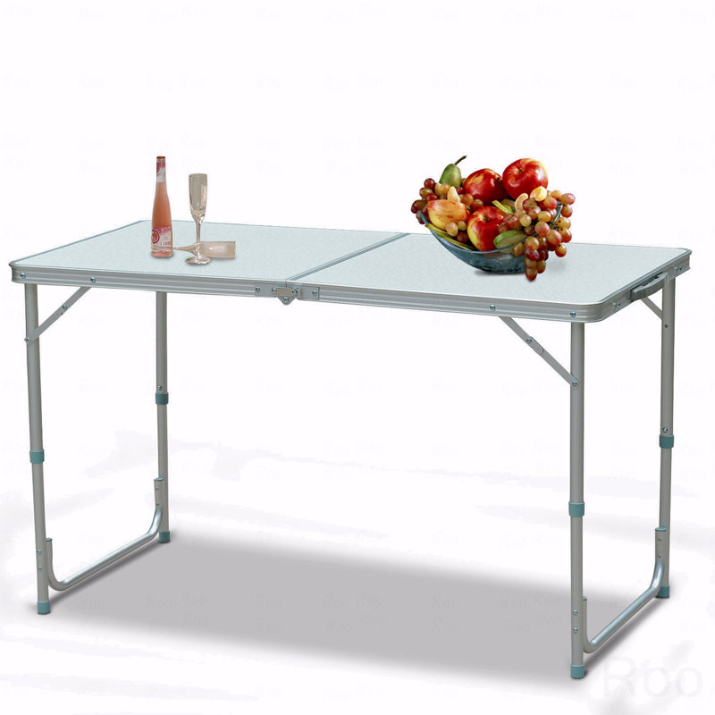 Table de patio pliante de 47 po avec hauteur réglable, table portable légère avec poignée de transport, table de camping pliante pour l'extérieur