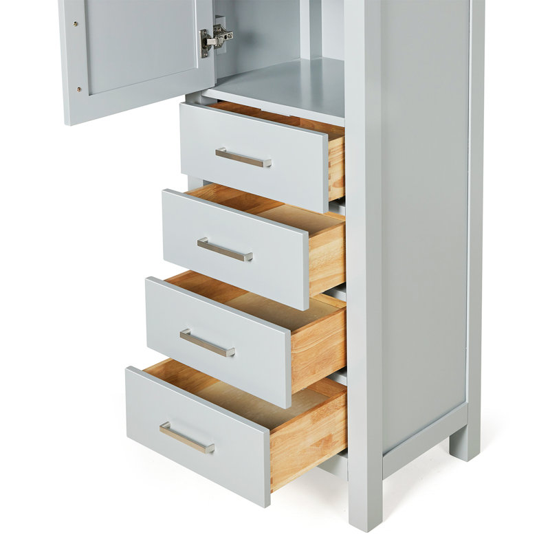 Amariani 20" W 65" H Solid Wood Linen Cabinet, Gray