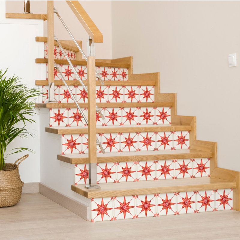 Carreau de mosaïque auto-adhésif en vinyle 8 po x 8 po, Rouge