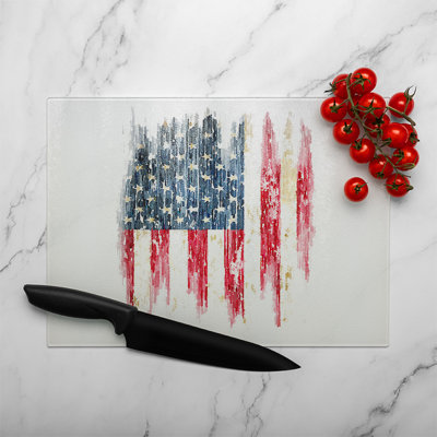 American Grunge Flag Glass Chopping Board
