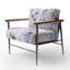 Fauteuil d'appoint décoratif en velours mauve à motif floral Blooms III mauve-268527621