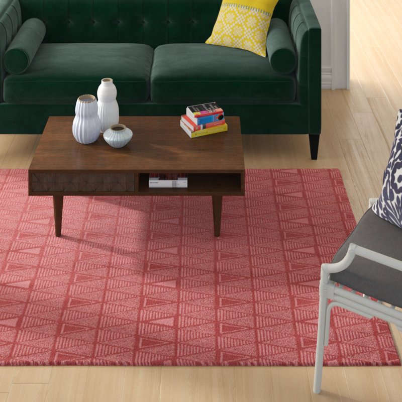 Rouge triangle Tapis décoratif, Rectangle 5 pi x 7 pi