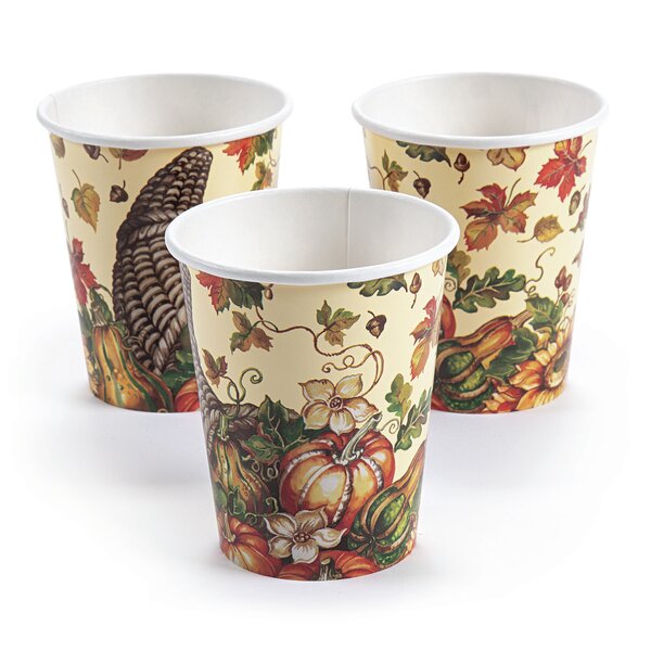 The Holiday Aisle® Ardyce Disposable Paper Thanksgiving Cups | Wayfair