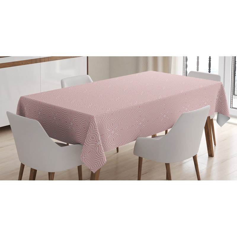Celtic Tablecloth, Vibrant Old Style Tied Celtic Lines In Clover Shape Simple Soft Colored Illustration, Rectangular Table Cover For Dining Room Kitchen Decor, 52" X 70", Pink White