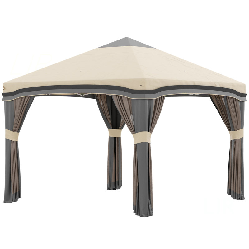 Tente à auvent escamotable avec filet Outsunny, Beige