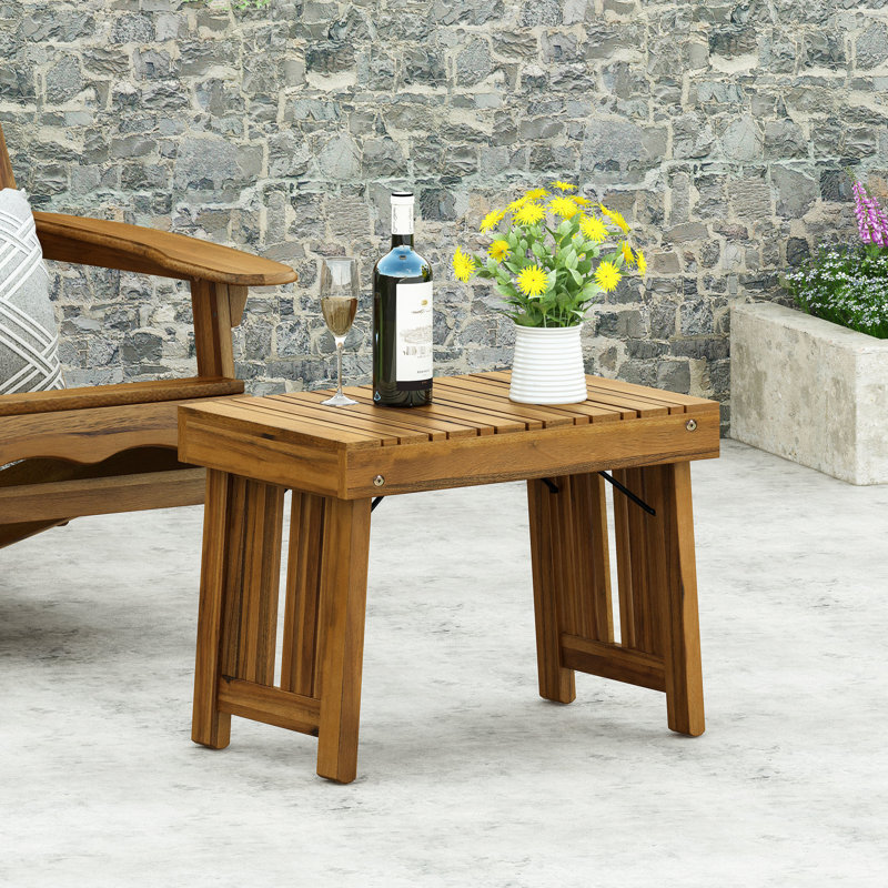 Table d'appoint pliable en bois - plateau à lattes pour un look contemporain, l 21,48 po x P 14,16 po H 16,24 po, conception sophistiquée,