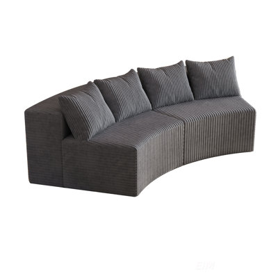 Corduroy Curved Sectional Sofa With Four Pillows, Modular Semi-Circular Design For Comfort And Style In Any Room