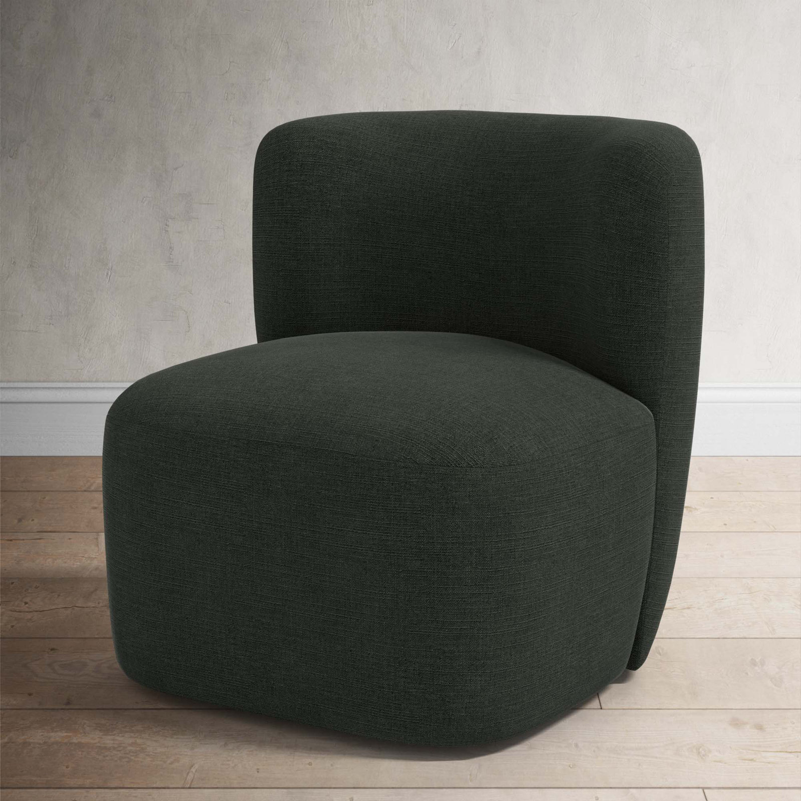 Mariza Upholstered Swivel Accent Chair, Classic Black Linen