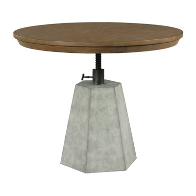 Floydene Rubberwood Round Solid Wood Top with Concrete and Steel Base Dining Table