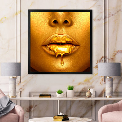 «Gold Paint Drips» de la femme sexy - photographie sur toile