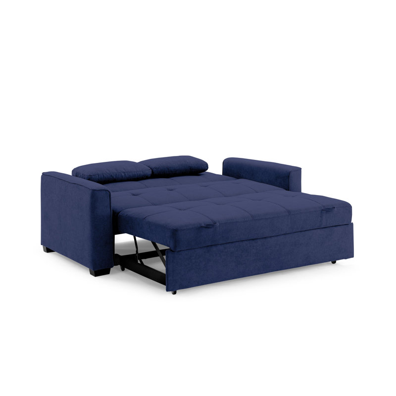 Canapé-lit à accoudoirs carrés 74 po, Polyester marine