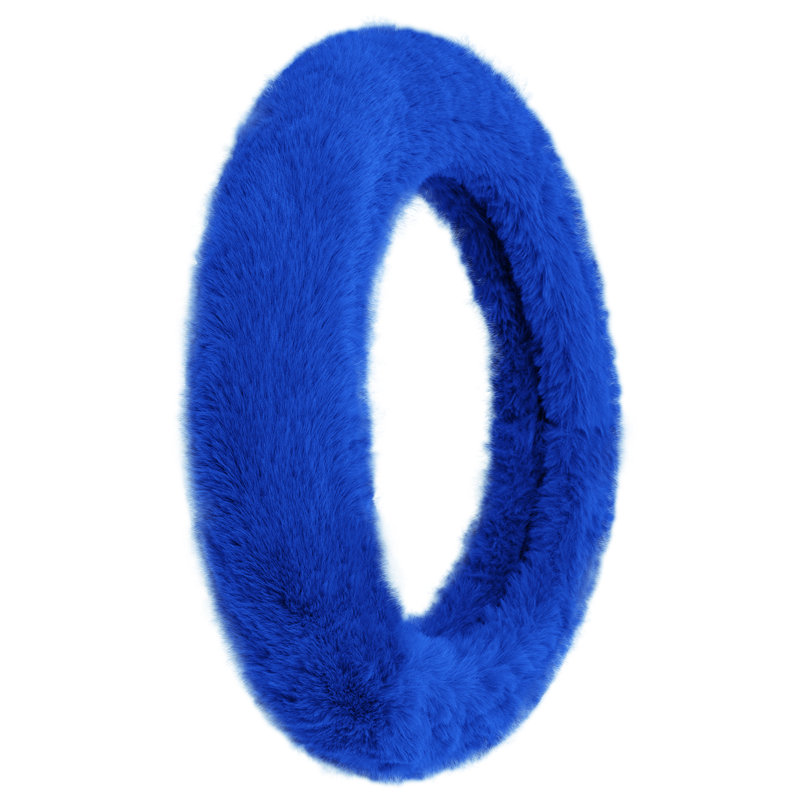 Housse de volant en fausse fourrure Doe16, Bleu