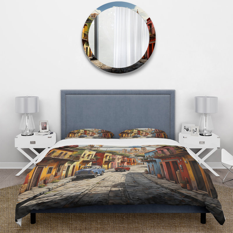 Mexico Mexico Fiesta City III - Ensemble de housse de couette paysages - Microfibre de polyester