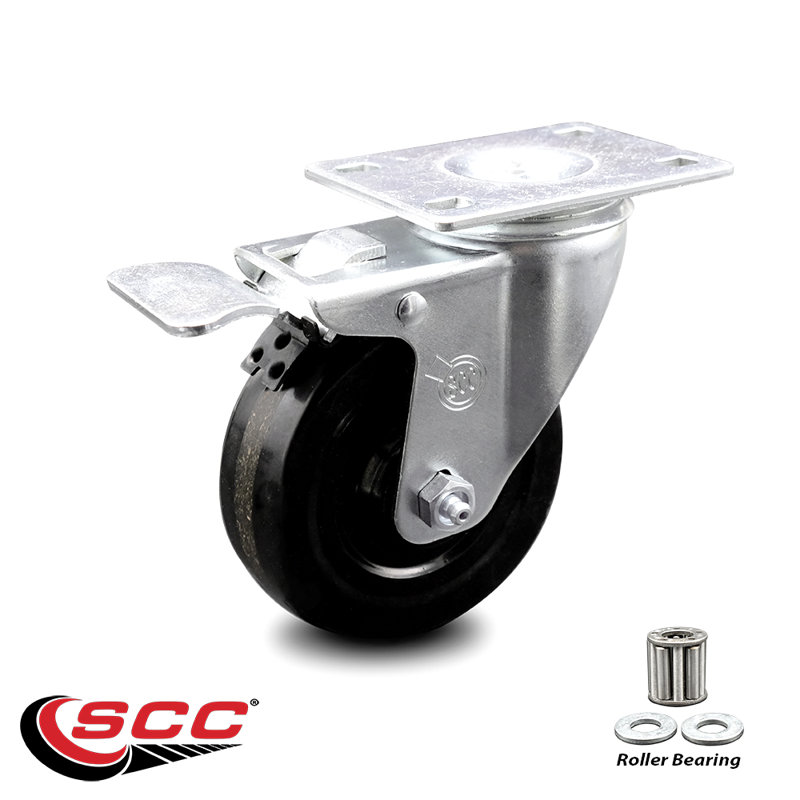 4 Inch Phenolic Wheel Swivel Top Plate Caster with Total Lock Brake SCC