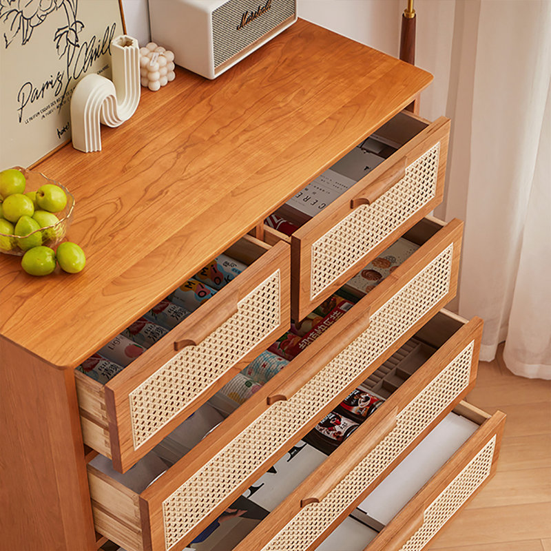 Rattan plaited simple storage drawer cabinet