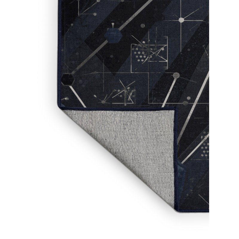 Tapis géométrique moderne gris lavable à la machine, 2 x 5