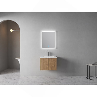 Armoire de salle de bain avec lavabo, portes à fermeture en douceur, fixation flottante, 24 po pour petite salle de bain, 24 po x 18 po