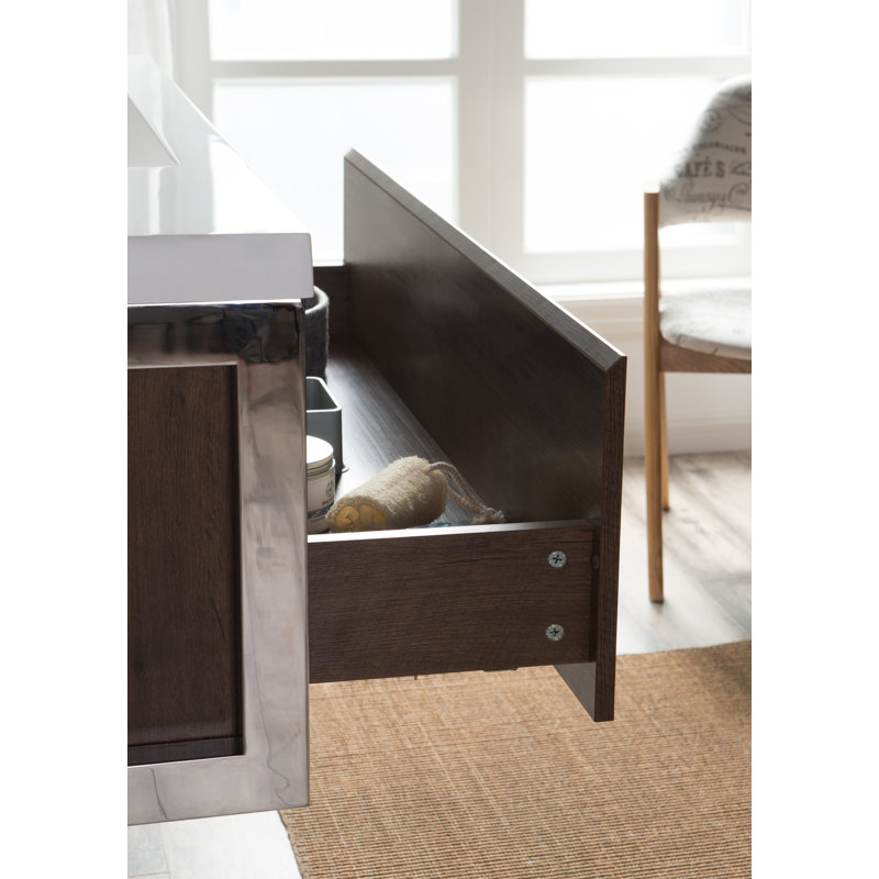 Boswick 41.75'' Single Bathroom Vanity with Top, Chrome, Rosewood