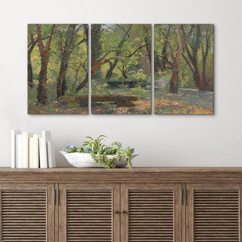 Bouleau, forêt, aquarelle, pastel, désert, 3 pièces, Toile tendue, H 24 po x l 16 po x P 1,5 po