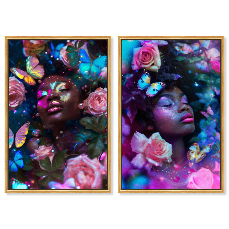 A Dream World Collection Canvas Print Livingroom Wall Art Set by Art Remedy, Silver Frame, 24 x 36, 46" H x 31" W