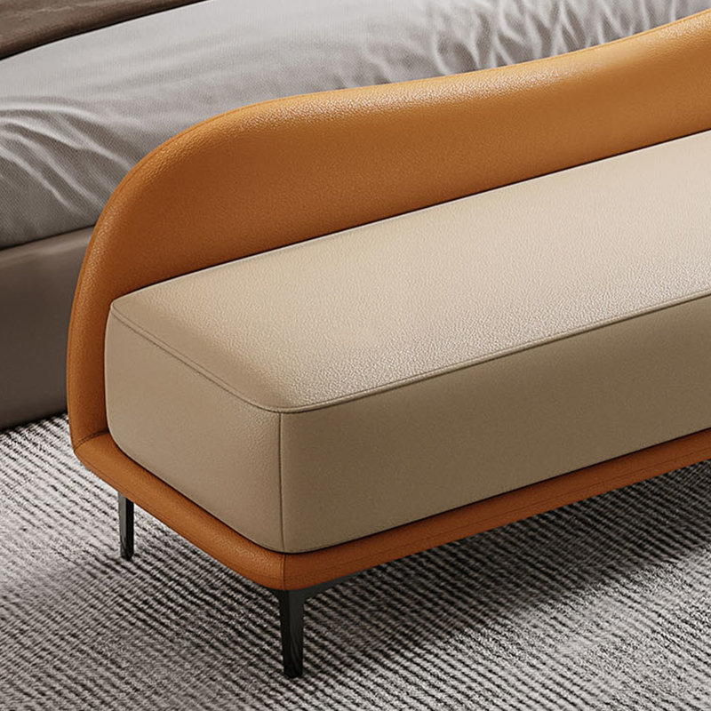 Upholstered Bench, Orange;Beige