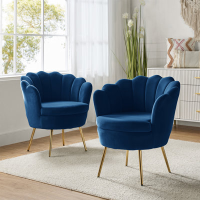 Fauteuil demi-tonneau en velours 30 po Hendrix
