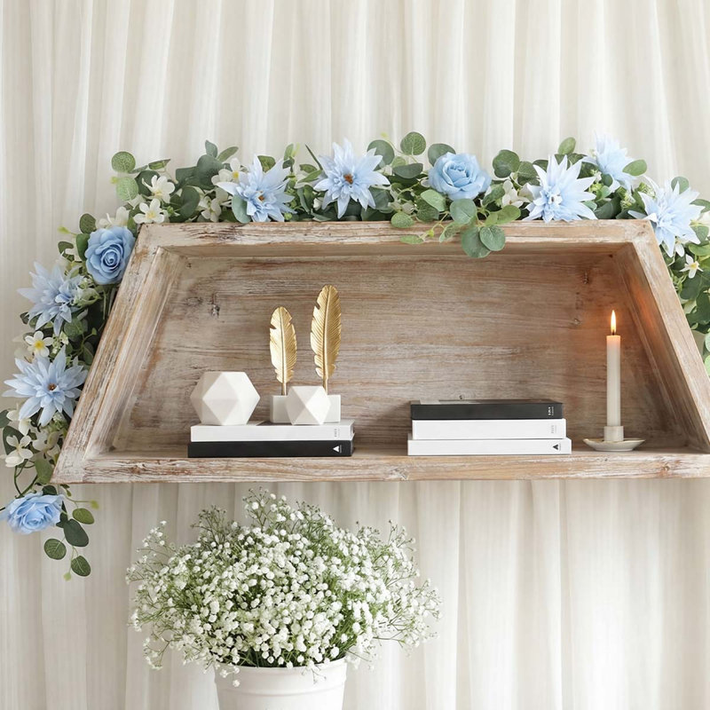 Guirlandes d'eucalyptus avec fleurs, Bleu
