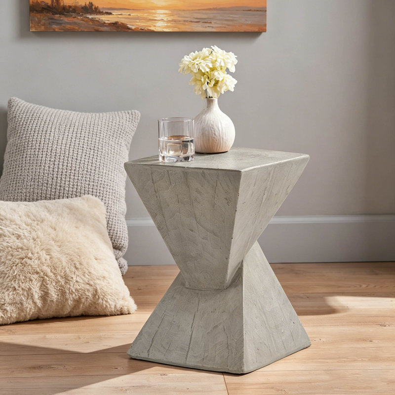 TESS Modern Side Table – Stylish Cent Table Compatible With Living Room, Bedroom, Or Office – Versatile Home Furniture With Design And Sturdy Construction,Light Gray Color