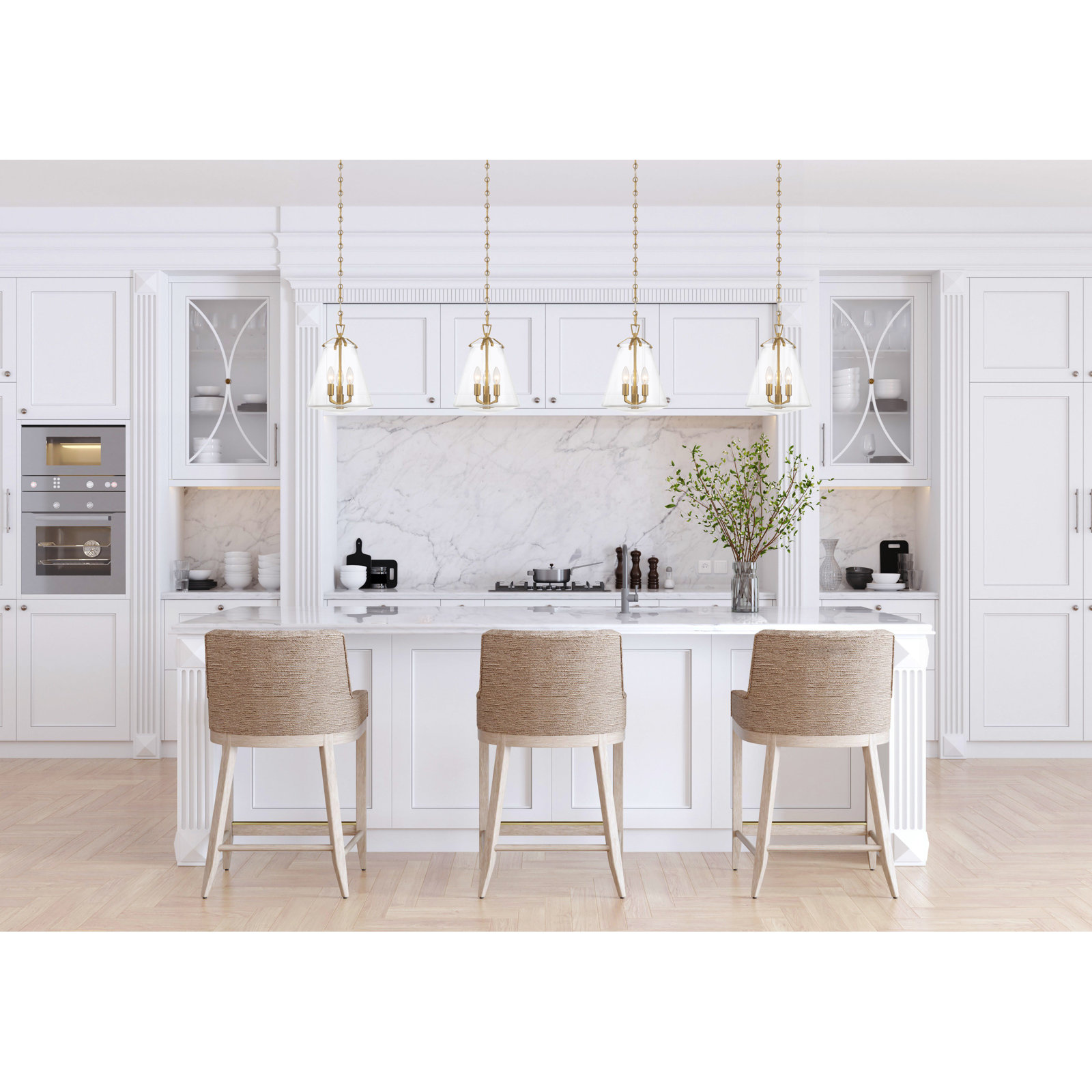 3 - Light Metal Dimmable Bell Chandelier