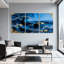 Vagues bleues avec décorations dorées, ensemble de 3 impressions sur toile-1983462410