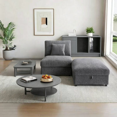 Pure Cloud Armless Sofa 1 Seat with1 Ottoman