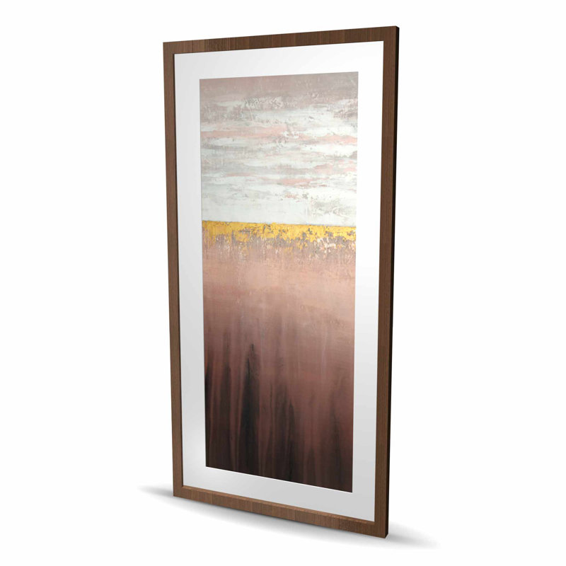 Impression abstraite rose doré | Cadre mat blanc