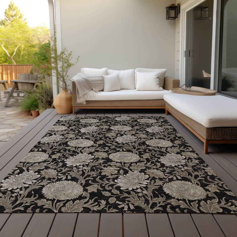 Floral Indoor / Outdoor Rug, Rectangle 8' x 10'