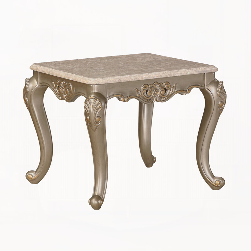 Table d'appoint de style traditionnel en bois de couleur or champagne, H 25 po x l 28 po x P 26 po