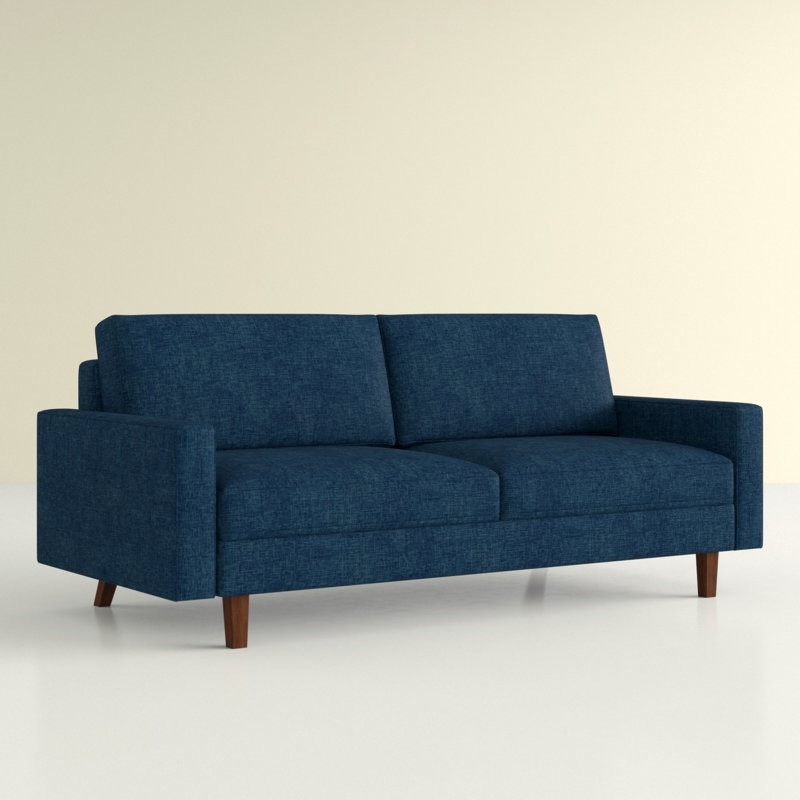 Clairmont 70" Square Arm Sofa, Dark Blue 100% Linen