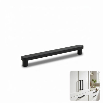 Poignée d'armoire moderne de style Mid-Century ROUS, gris anthracite (noir), 7 po
