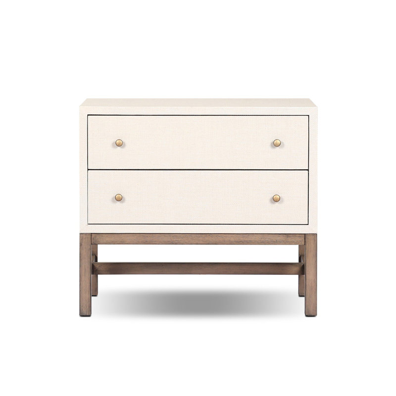 Fiona Nightstand - Black Raffia, Ivory Painted Raffia