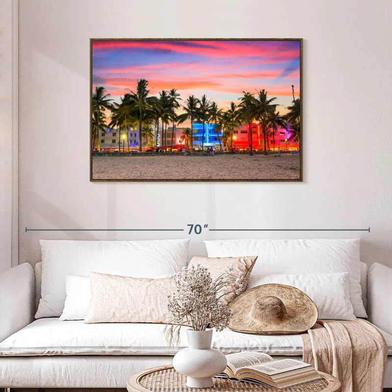 Miami Beach, États-Unis, Cadre flottant en noyer, 43 po x 29 po